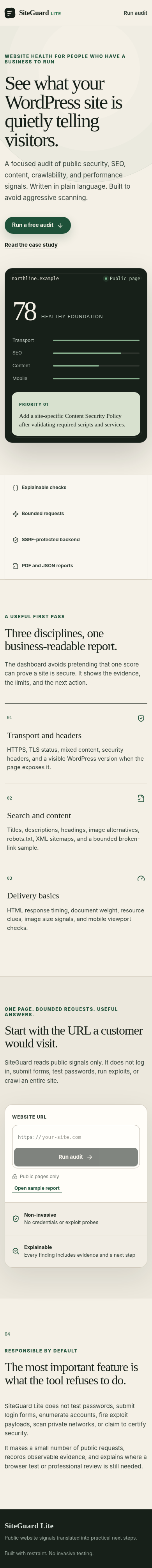 SiteGuard Lite mobile landing page